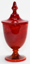 Fenton Mandarin Red Lidded Candy Jar