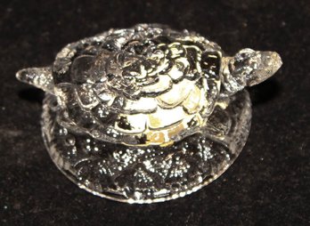 Fenton Clear Glass Turtle Paperweight