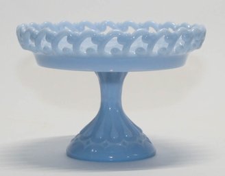 Fenton Blue Milk Glass Reverse C Comport