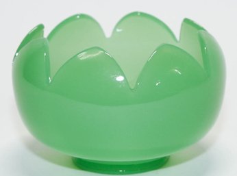 6' Fenton Jade Green Petal Bowl