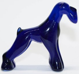 6' Heisey Glass Ultra Blue Airedale