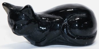 4' Glass Black Cat Figurine