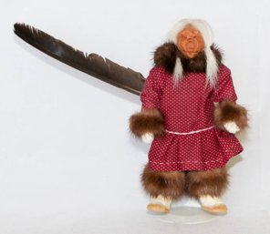9.5' Handcrafted Wooden Authentic Alaskan Native Doll
