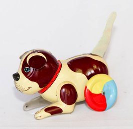 Tin Litho Spring Powered Push Toy Dog