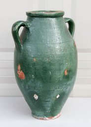 Green Glazed Terracotta Olive Jar