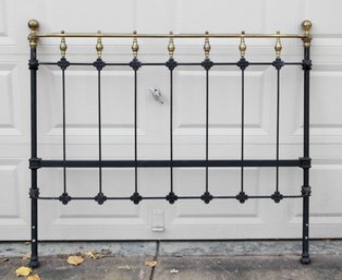 Early 20th Century Full Size Brass And Iron Headboard