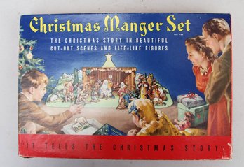 1950s Christmas Manger Set Cut-out Scenes And Life-like Figures