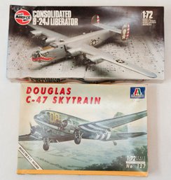 Airfix Consolidated B-24J Liberator And Italeri Douglas C-47 Skytrain Model Kits 1:72 *AS IS*