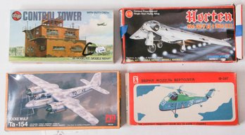 Airfix Control Tower, Focke Wulf Ta-154, Navy #28 And Pioneer 2 Horten Model Kits 1:72 *AS IS*