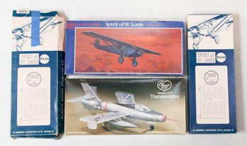 Lindberg Spirit Of St. Louis, Thunderceptor And Glencoe Spirit Of St. Louis Model Kits *AS IS*