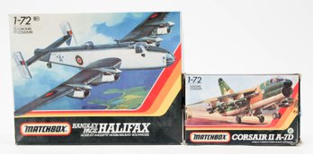 1989 Matchbox Corsair II A-7D A And  Handley Page Halifax Model Kits 1:72 *AS IS*