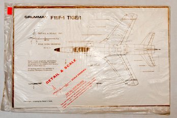 1981 Terry G. Smith  Copyright Drawings F-11 F-1 Tiger By Detail & Scale Five View Drawings Sealed