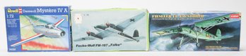 Academy Fiedler FI 156 Storch, Revell Dassault Mystery IV A And Focke-Wulf FW-187 Model Kits 1:72 * AS IS*