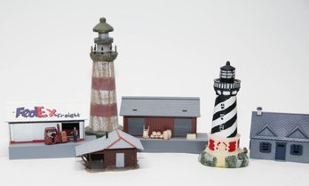 Plastic Built Model Buildings With Resin Lighthouses