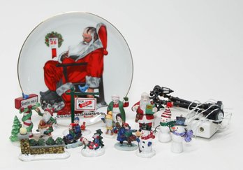 Holiday Decor Includes Norman Rockwell Plate And Figurines