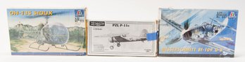 Encore PZL P-11c And Italeri OH-13S Sioux, Messerschmitt Bf-109 G-6 Model Kits 1:72 *AS IS*