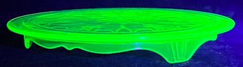 1930s Green Depression Glass Footed Serving Plate