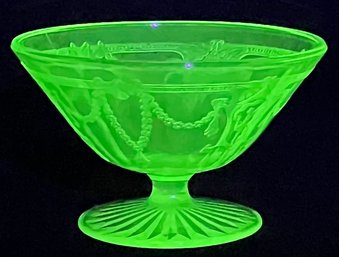 1930s Green Depression Glass Compote GLOWS