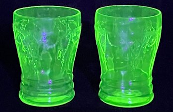 1930s Green Depression Glasses (2) GLOWS