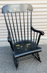 Black Wooden Rocker In The Style Of Nichols And Stone
