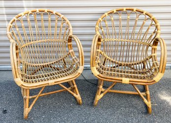 1970s Vintage Rattan Chairs In The Style Of Franco Albini