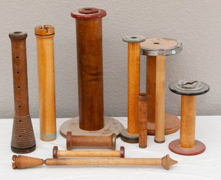 Antique Wooden Textile Spools