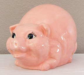 Vintage Large Ceramic Pink Piggy Bank