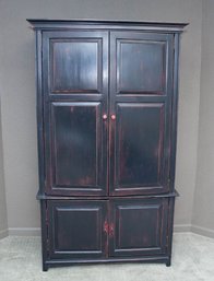 Contemporary Black Weathered Armoire (puzzles Not Included)