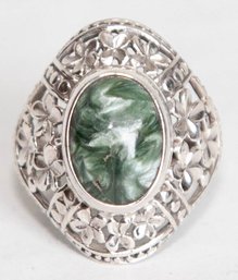 Siberian Seraphinite Ring In Sterling Silver Size 7