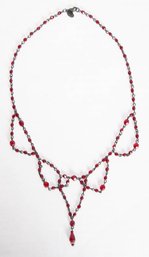 Sweet Romance Red Crystal Victorian Drop Necklace