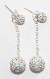 Silver Cupchain Fireball Drop Earrings