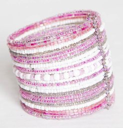 Pink Glass Stretchable Wrap Bracelet