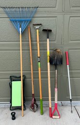 Outdoor Lawn Tools  Includes Rake, Hoes And Shovels