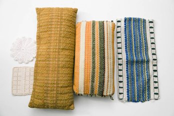 Mid Century Hand, Woven Pillows And Sham