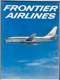 Frontier Airlines 737 Framed Poster 1970s? (will Not Ship)