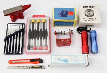Lot Of Tools Including Precision Screwdriver Set And Miniature Anvil