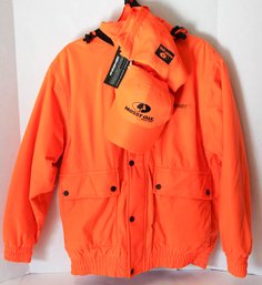 Whitewater Hunter Orange Bomber Jacket And Mossey Oak Hat New With Tags