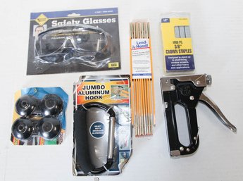 Lot Of Tools Including Safety Glasses And Aluminum Hook