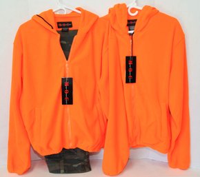 MOC Blaze Orange Zippered Hooded Sweatshirts Size Medium And Faded Glory Camp Pants 32/30 New With Tags