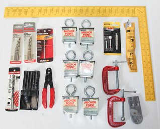 Lot Of Tools Including Anchor Points And Clamps