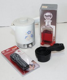 Lot Of Home Items Including Remote And Glass Decanter