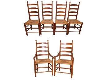 Colonial Style Ladder Back Rush Seat Chairs