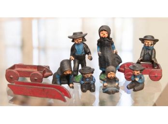 Vintage Painted Cast Iron Amish People Figurines