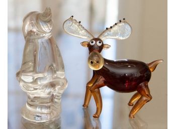 Blown Glass, Moose And Penguin