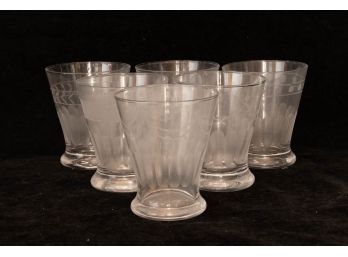 Set Of 6 Etched Glass Drinking Glasses