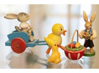 Wooden Easter Themed Miniatures, Including Small Murano Chick