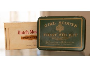 Dutch Masters Cigar Box And Girl Scouts First Aid Kit (empty)