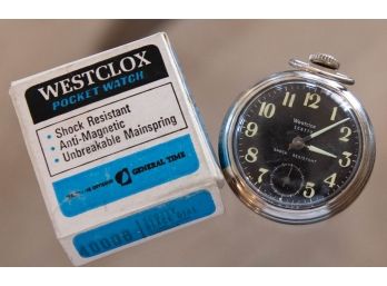 Westclox 40006 Scotty Black Dial Pocket Watch With Original Box