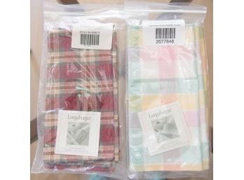 Longaberger Orchard 2 Pack Napkins And Pastel Plaid Napkins New In Package