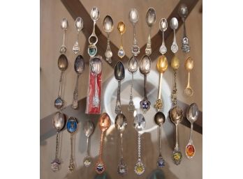 Large Lot Of Souvenir Spoons